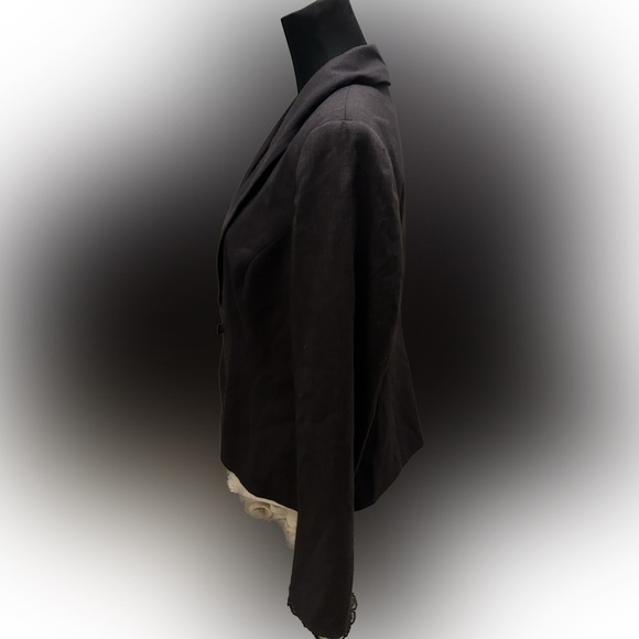Emma James dark gray fully lined blazer with lace trim 8 0139 office serin - Picture 2 of 6